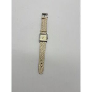 Tommy Bahama Womens Watch Square Swiss Movement Cream Woven Leather Need Battery